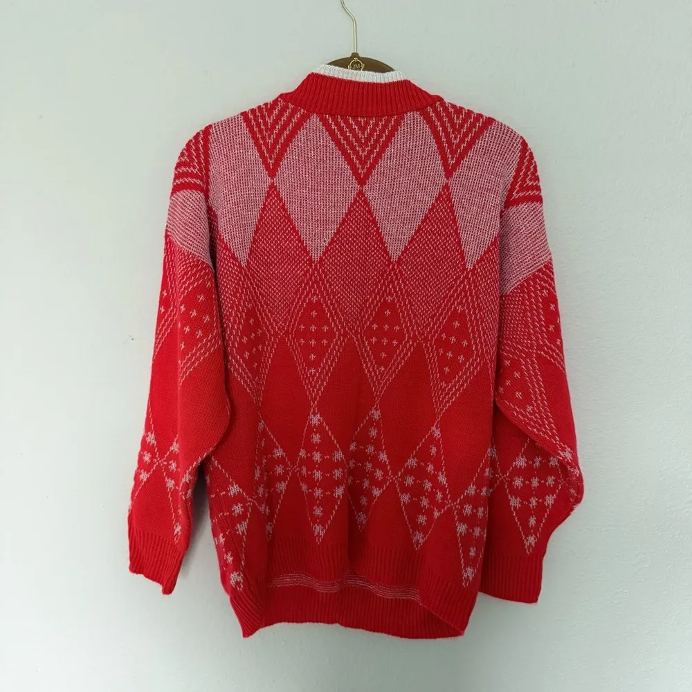 Red & Silver Metallic Sweater Size L - Image 4