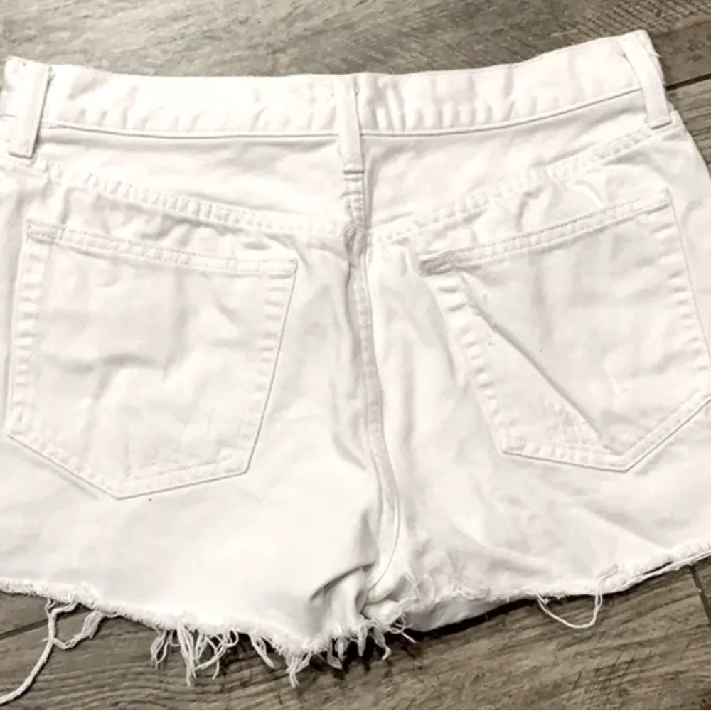Free People We The Free Romeo Cotton Frayed White Denim Shorts size 31 - Image 3