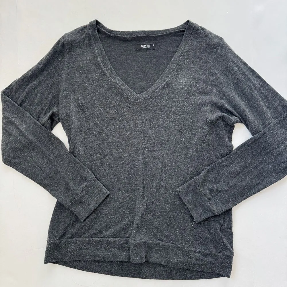 Michael Lauren Grey V-Neck Pullover Long Sleeve Size Small NWOT - Image 2
