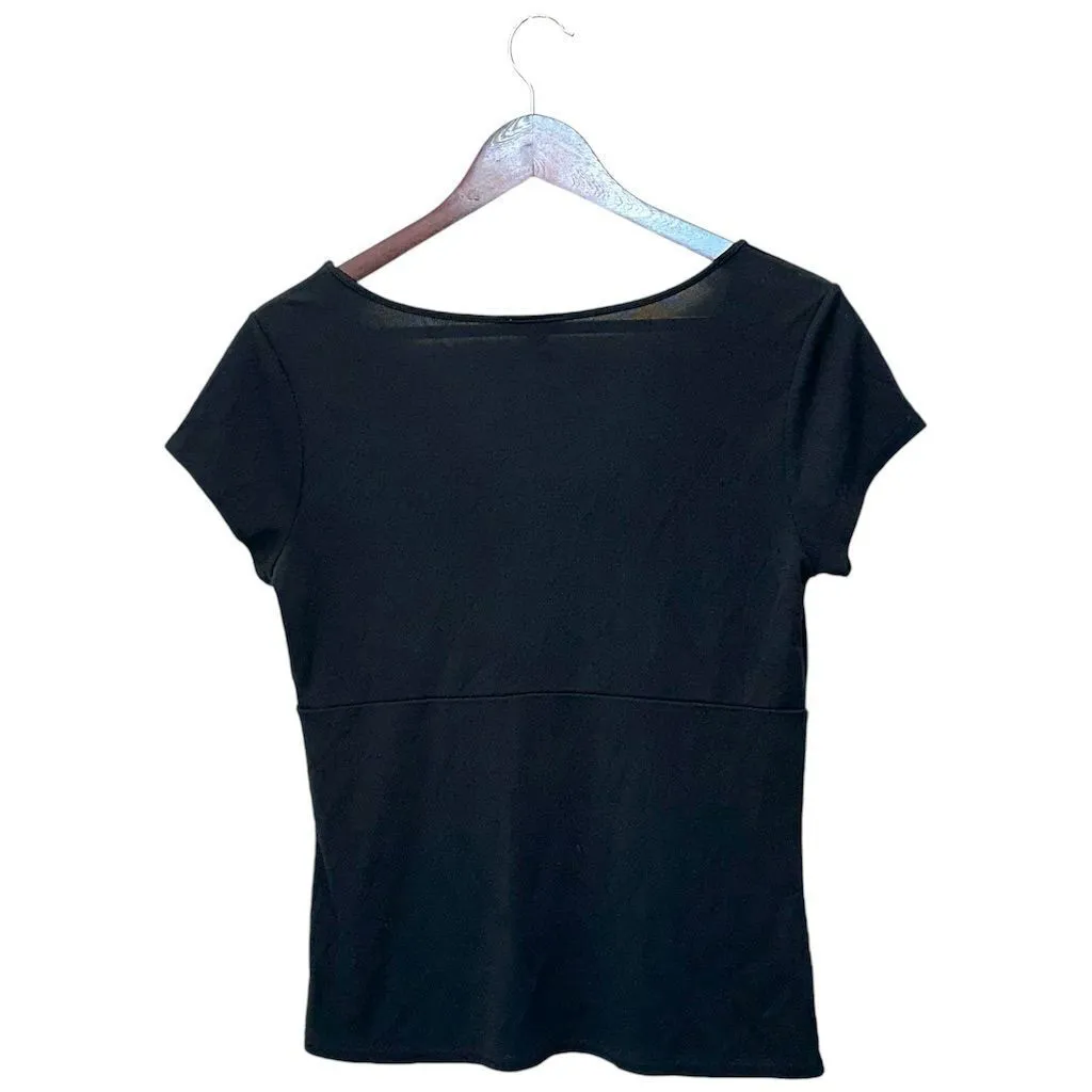 Ann Taylor Women's Black Scoop Neck Short Sleeve Top Size S Career Gothic‎ - Image 2