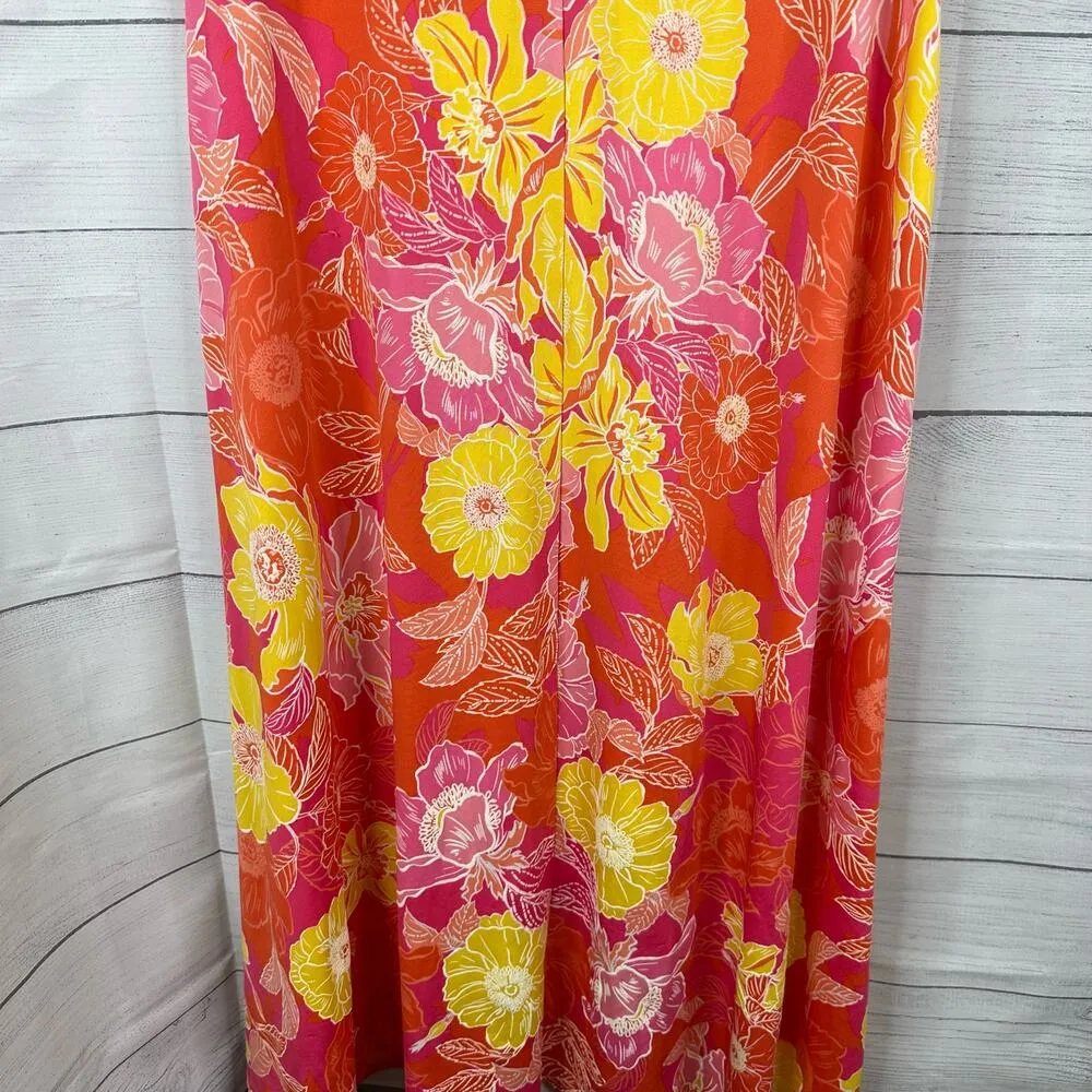 Ruby Rd Womens XL Floral Puff Print Hawaiian Sleeveless Midi Dress High Low Hem - Image 4