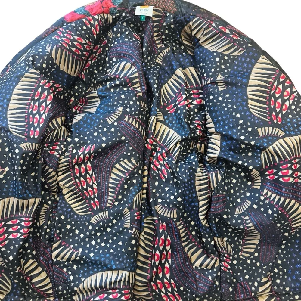 Farm Rio Metallic Wild Bananas Reversible Puffer Coat Size S NWOT - Image 12