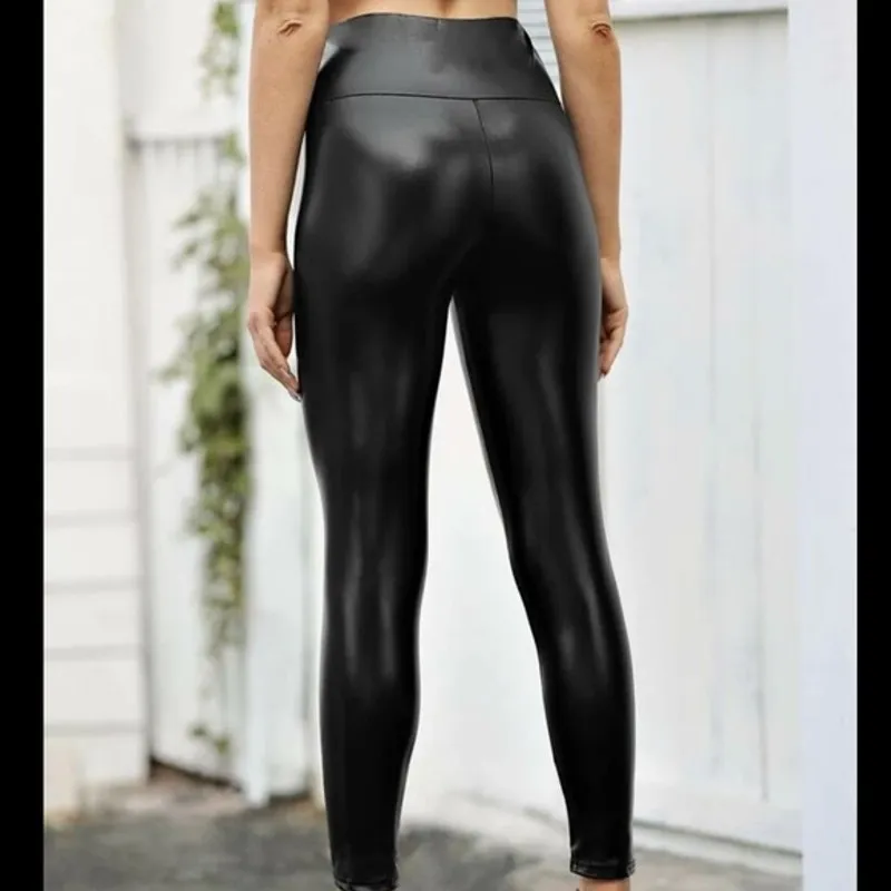 Liquid Latex Size M Faux Leather Black Pull‎ on Leggings Size M - Image 3