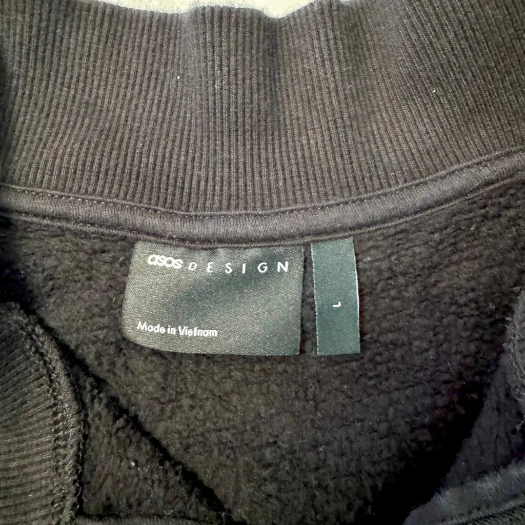 ASOS Design Black Half Zip Brushback Sweatshirt Size L Size L - Image 4