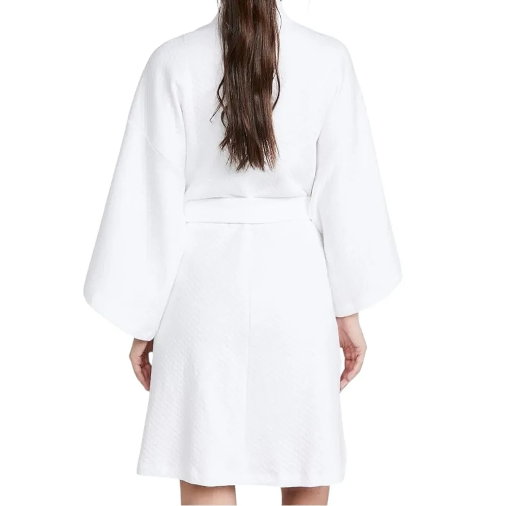 Eberjey Women’s Size M White Cotton Zen Butterfly Sleeve Short Wrap Robe - Image 2