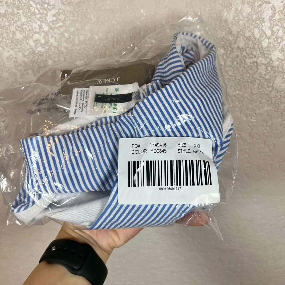 J. Crew Womens Hipster Bikini Swim Bottom XXL 2XL Seersucker Blue White Nautical - Image 8