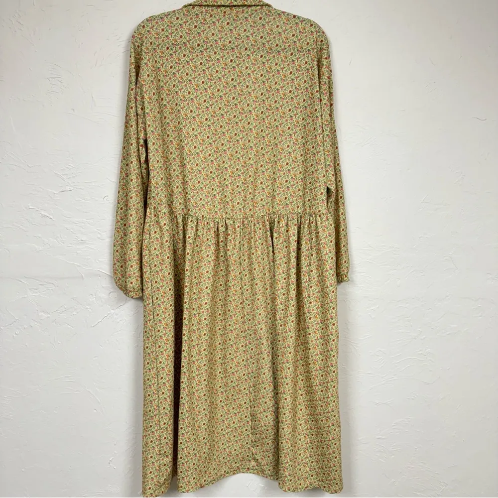 ASOS Yellow Ditsy Floral Midi Dress Womens 10 Long Sleeve Prairie Cottage Core - Image 13