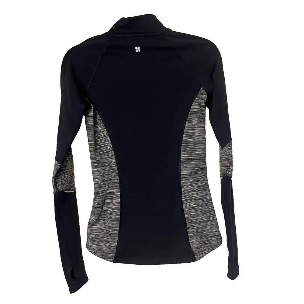 Sweaty‎ Betty British Design 1/4 Zip Black Jacket Pockets Thumbholes Size XSmall - Image 2