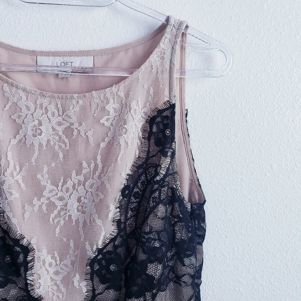 Ann Taylor Loft Blush Lace Tank Top Blouse - Image 4