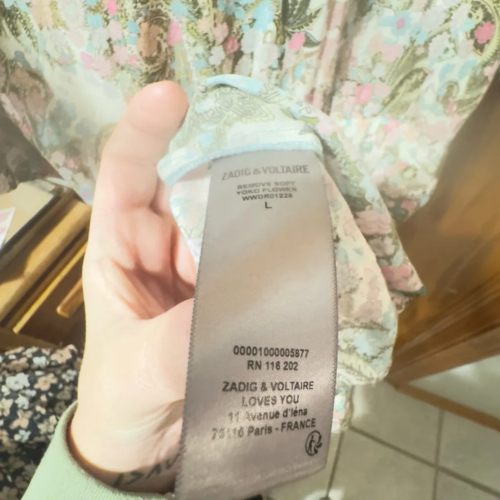 Zadig & Voltaire Remove Soft Yoko Flower Dress WWDR01228500X05 size Large NWT - Image 11