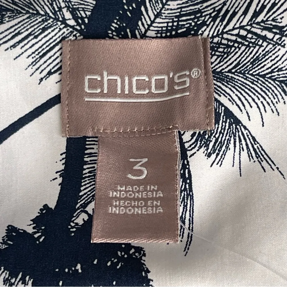 Chico’s Tropical Nights Utility Shirt Women’s Size 3 Regular Size 16 3/4 Sleeves - Image 8