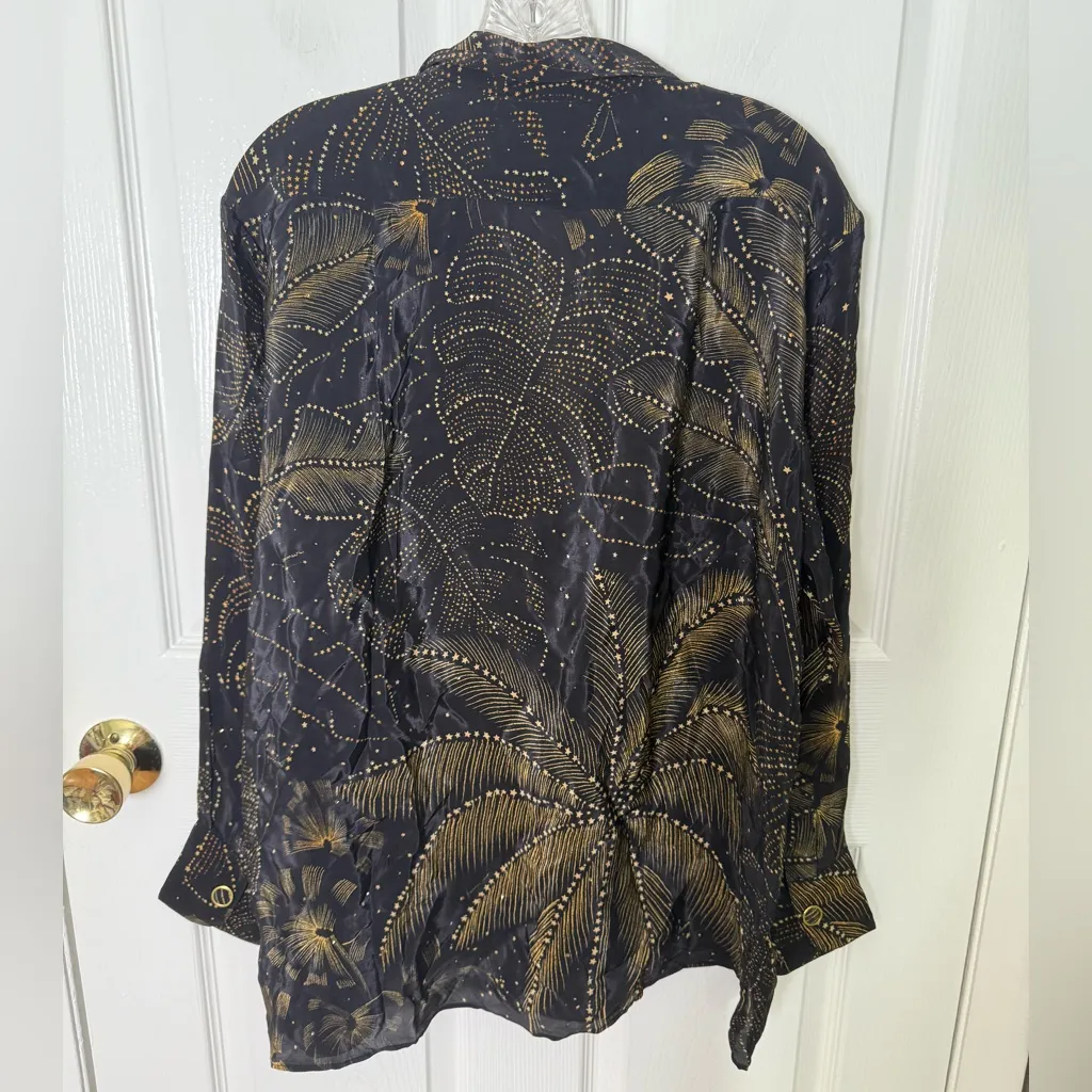 Farm Rio Golden Foliage Pajama Shirt L - Image 6