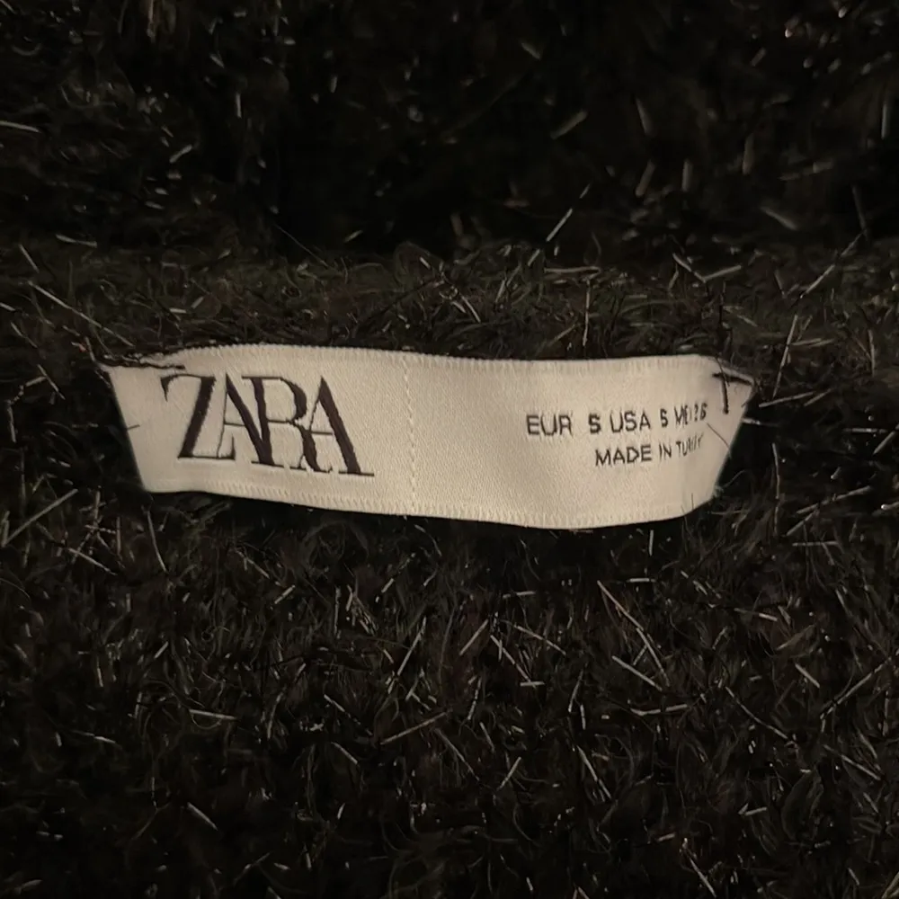 Zara Knit Black Sparkle Eyelash Fuzzy Textured Duster Cardigan - Image 4