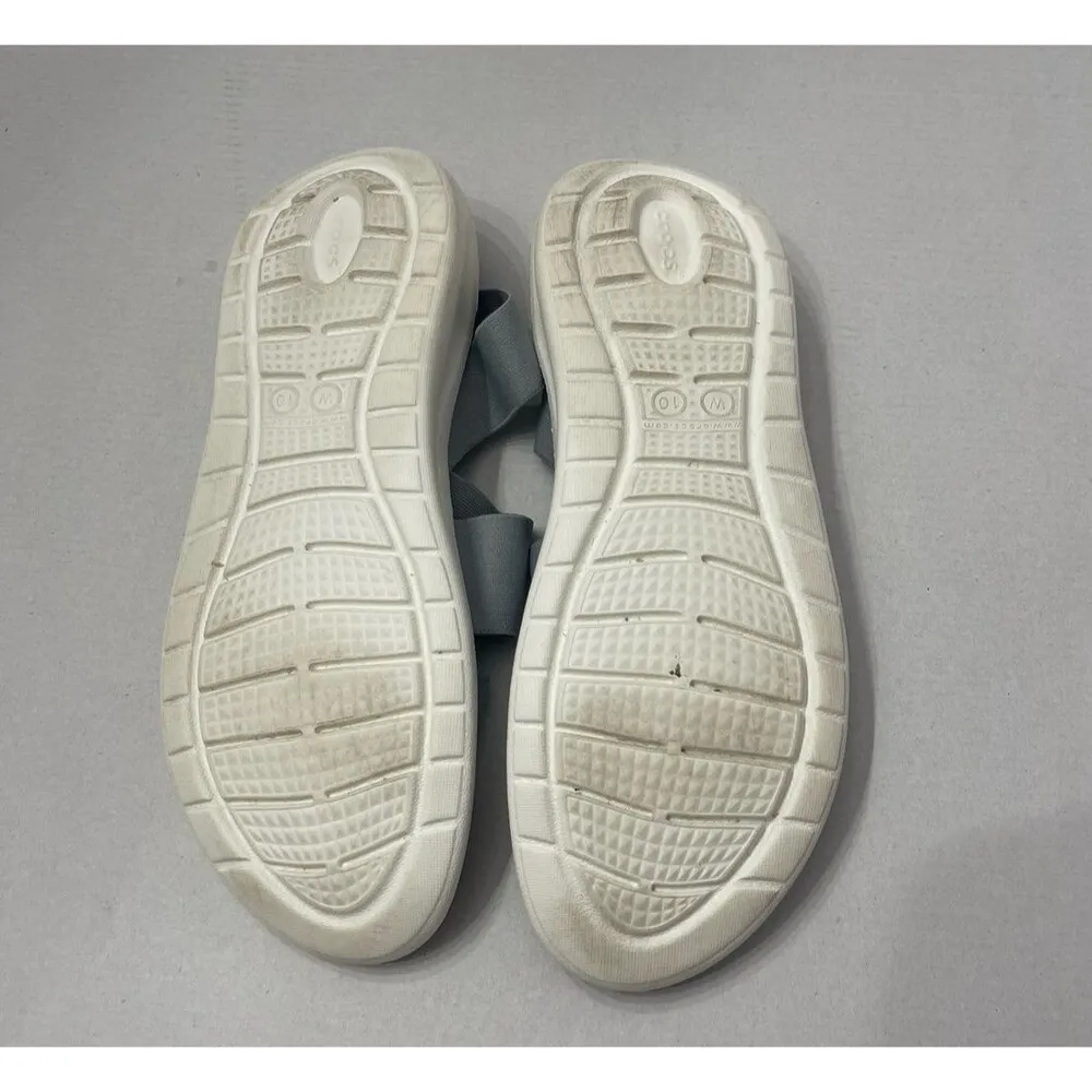 Crocs Women's LiteRide Stretch Ankle Strap Sandal Size 10 Light Grey/White - Image 7