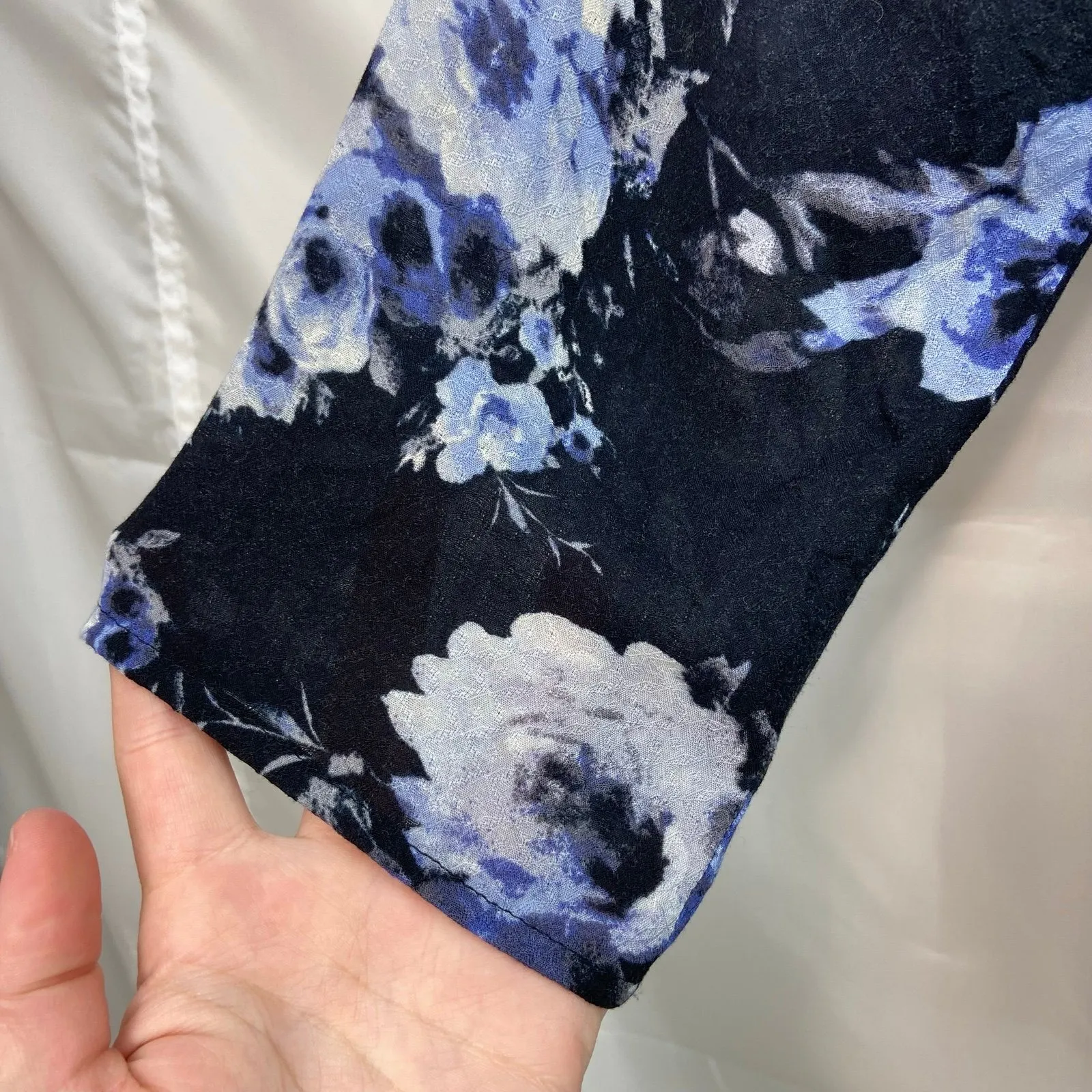 Collective Concepts women's black floral 3/4 sleeve ruffle off shoulder blouse - Image 2