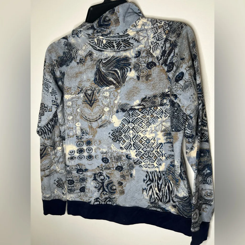 Onque Casuals Blue and White Patterned Jacket size small - Image 6