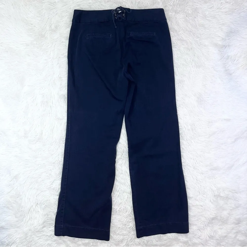 J. CREW Women’s City Fit Classic Twill Chino Navy Blue Nautical Wide Leg Pants 8 - Image 5