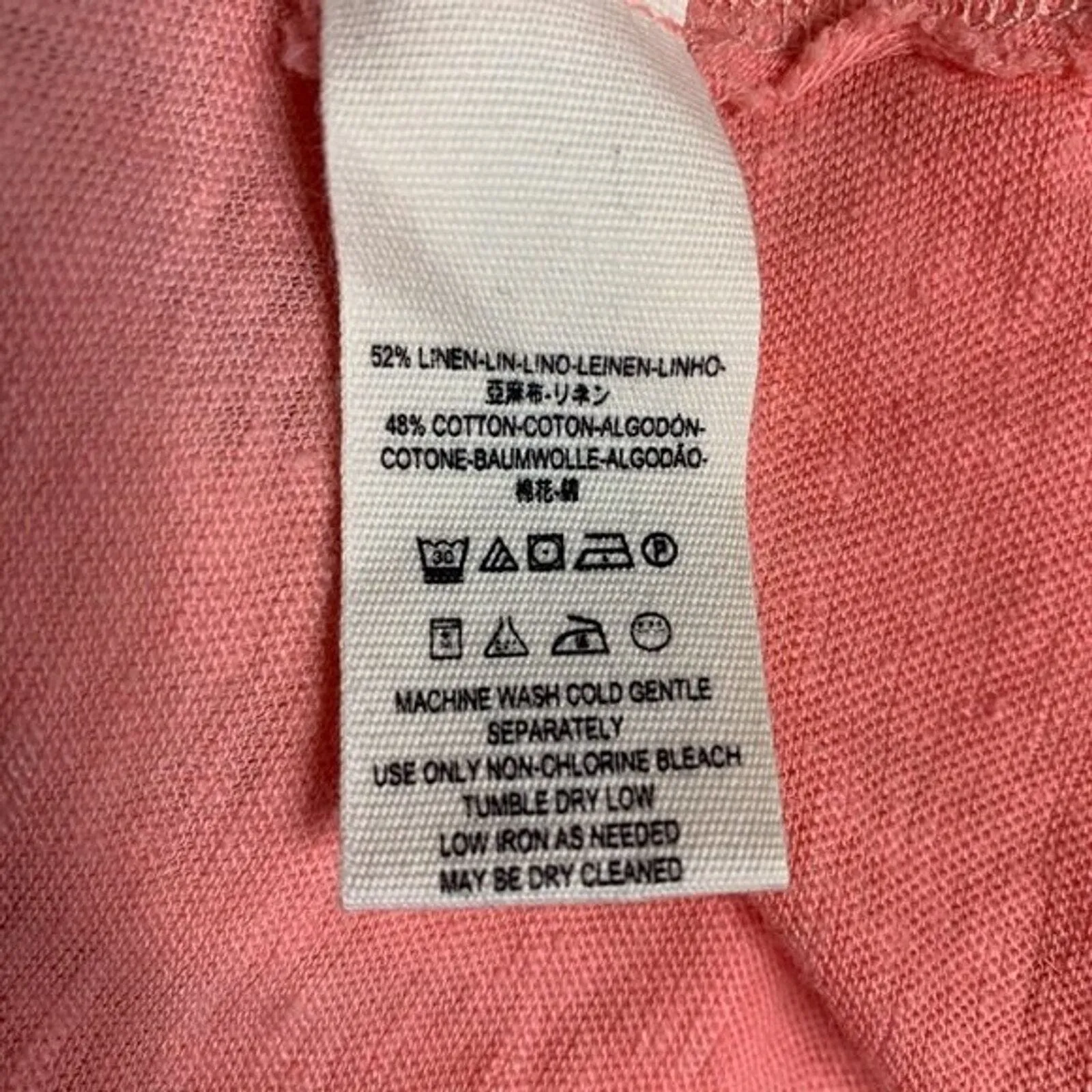 Free People Shirt Women XS Ivory Pink Strawberry Ombre Dolman Linen Blend Casual - Image 8