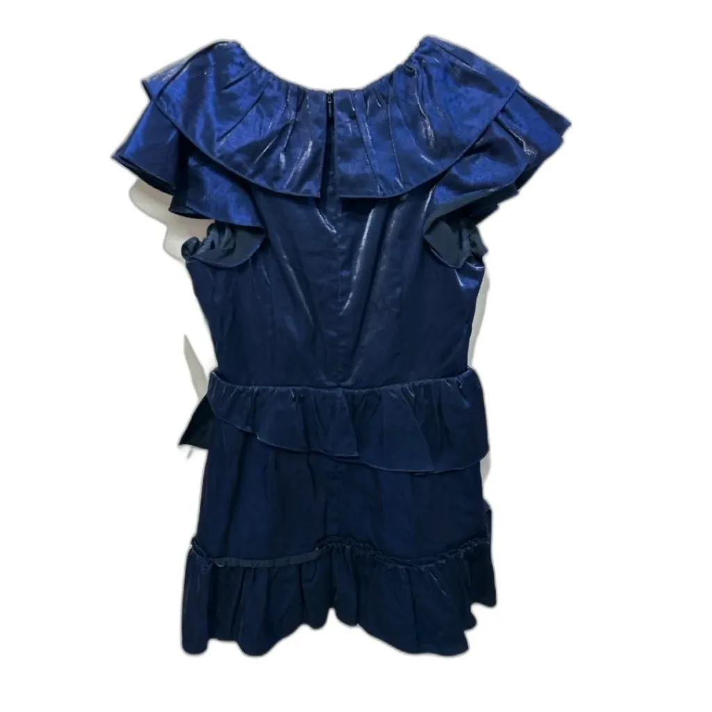 Lovers + Friends Surrey Navy Blue Metallic Mini Dress Size Large $208 MSRP - Image 8