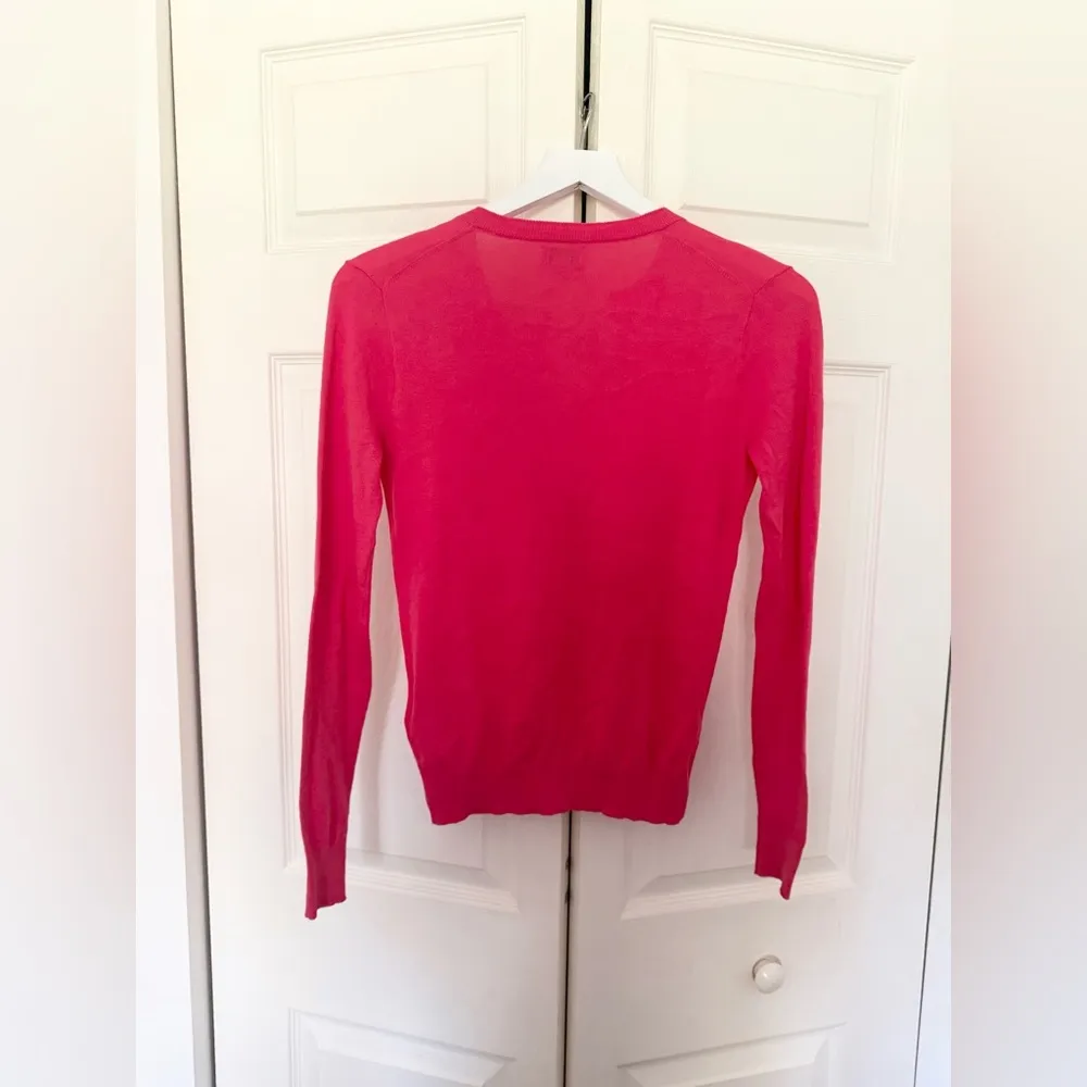 NWOT J.Crew Factory Classic Cotton Cardigan Sweater Bright Pink Neon Size XXS - Image 3