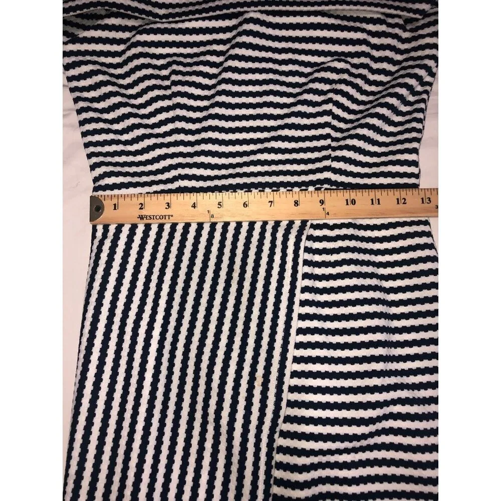 Hutch Off Shoulder Dress Size S Blue White Striped Knit Asymmetrical Nautical - Image 8
