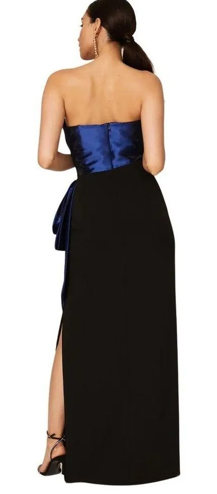 Shoshanna Midnight Moira Black Blue Sash Strapless Evening Formal Gown Size 6 - Image 2