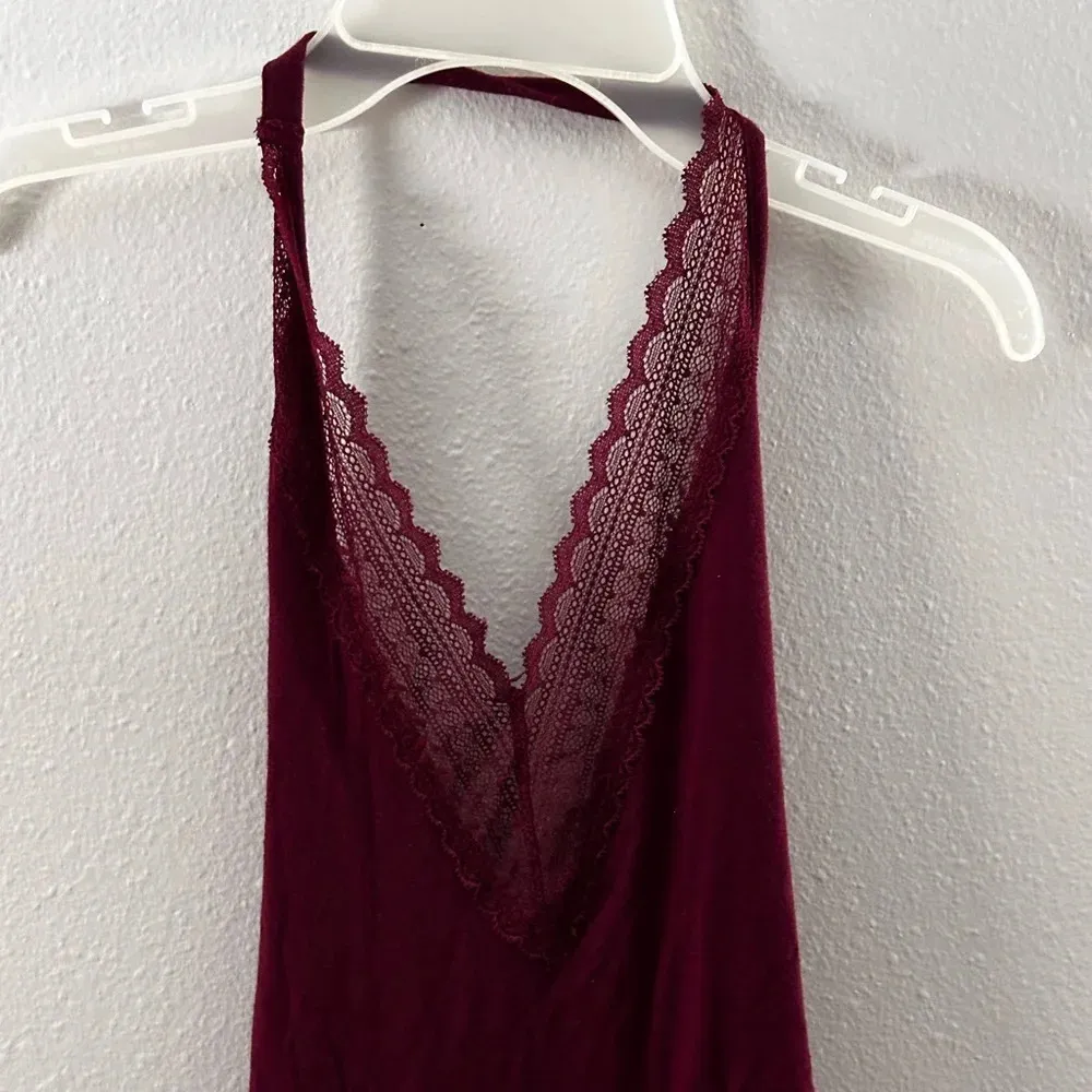 American Eagle Women AEO First Essentials Body Suit Halter Lace Trim Small - Image 2