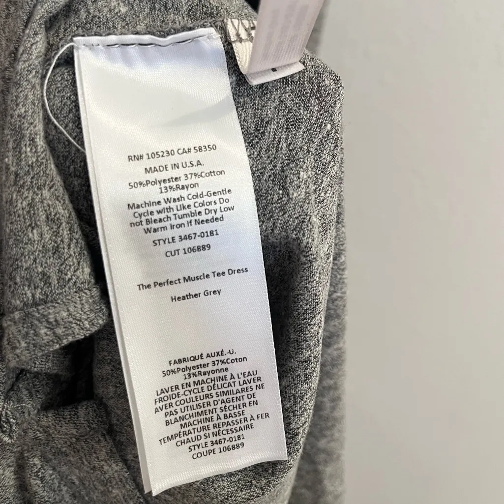 Current/Elliott The Perfect Muscle Tee Dress Heather Grey 1 Small - Image 8