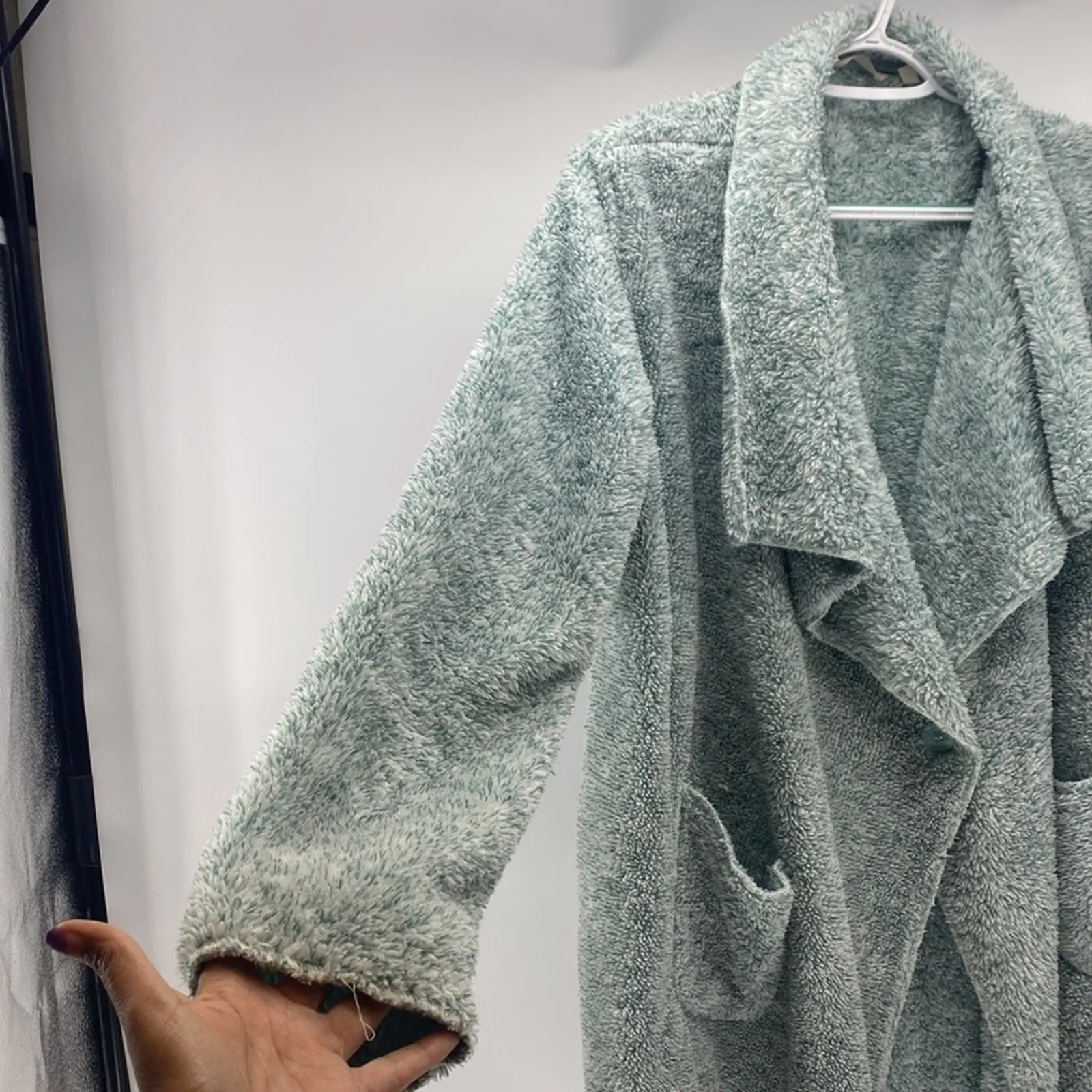 Soft Surroundings Hug Me Cardi Cardigan sea foam in color waterfall button - Image 5