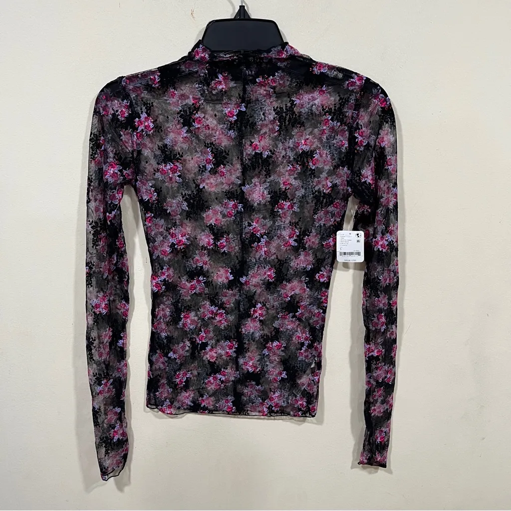 NWT Free People Lady Lux Printed Layering Top in Black Combo S Floral - Image 8