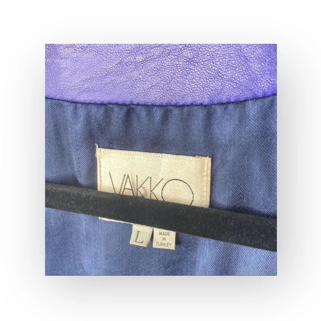 Vintage 90’s: Vakko ☻︎ Biker Belted Moto Leather Jacket ☻ ︎Violet Purple ☻︎ L Size L - Image 12