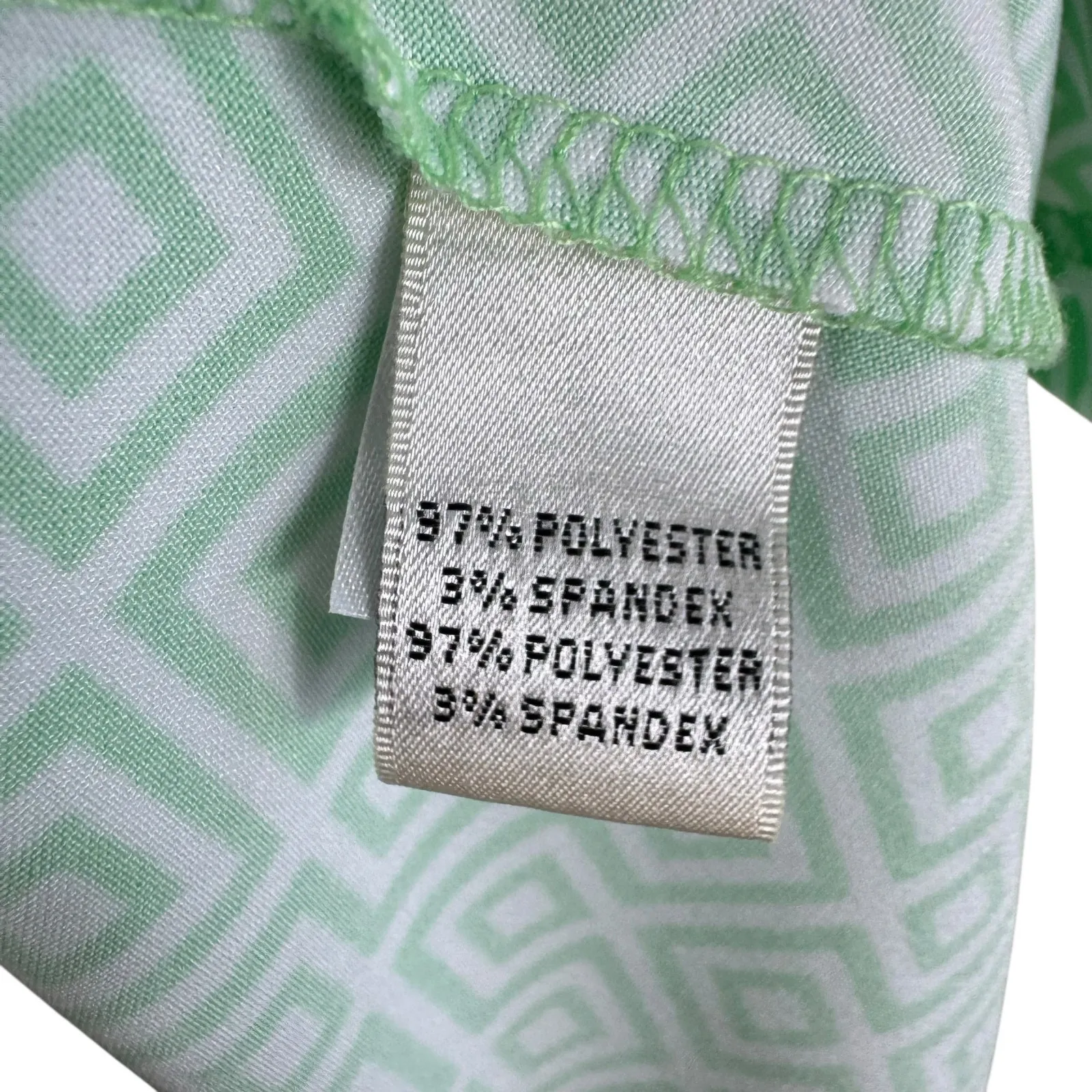 Sport Haley Green White Geometric Print 1/2 Zip Short Sleeve Kali Golf Polo Sz M Size M - Image 4