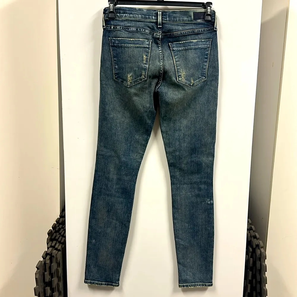 Agolde Colette Stretch Denim Skinny Distressed Bleached Grunge Blue Jeans 28 - Image 3