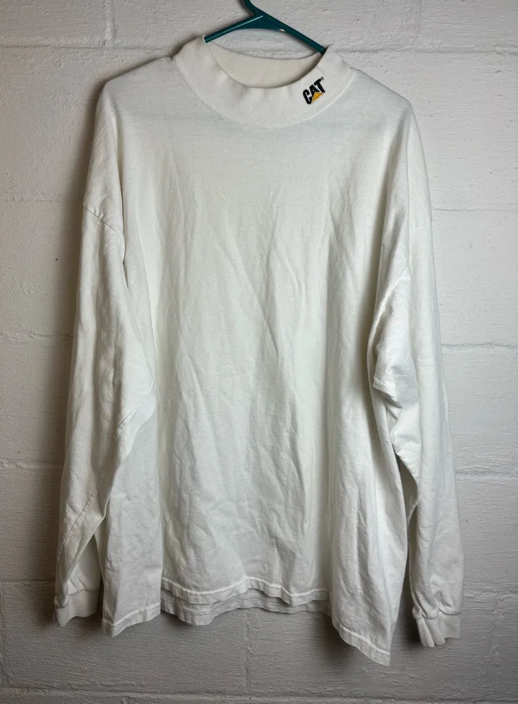 Vintage Cotton Deluxe CAT Plus Size White Turtleneck Layering Cotton Tee Size 2X - Image 1
