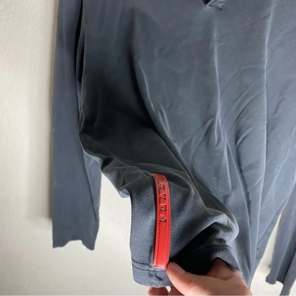 PRADA charcoal‎ quarter button up long-sleeve ( S ) - Image 4