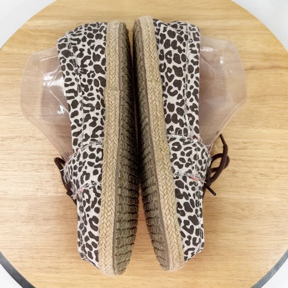 Sanuk Kariba Sidewalk Surfer Leopard Print Espadrille Hemp Slip‎ On Shoe 7 - Image 5
