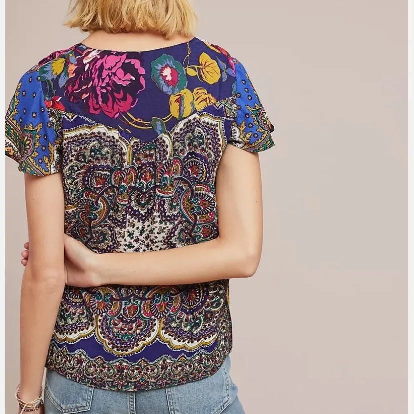 Anthropologie Moulinette Soeurs Teresita scarf printed blouse top size 4 - Image 2