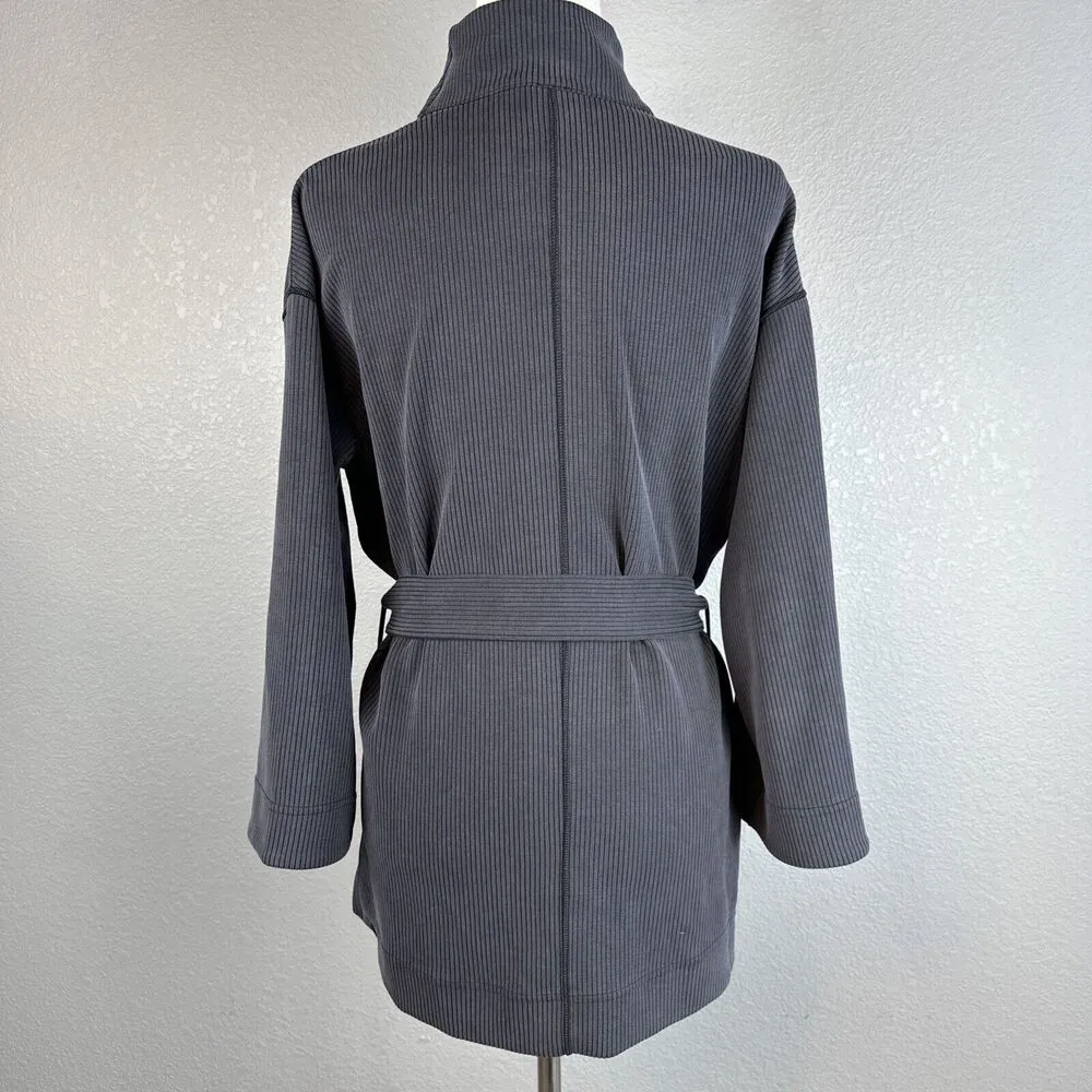 Lululemon Ribbed Softstreme Belted Wrap Jacket Size 4 Charcoal Gray Black - Image 5