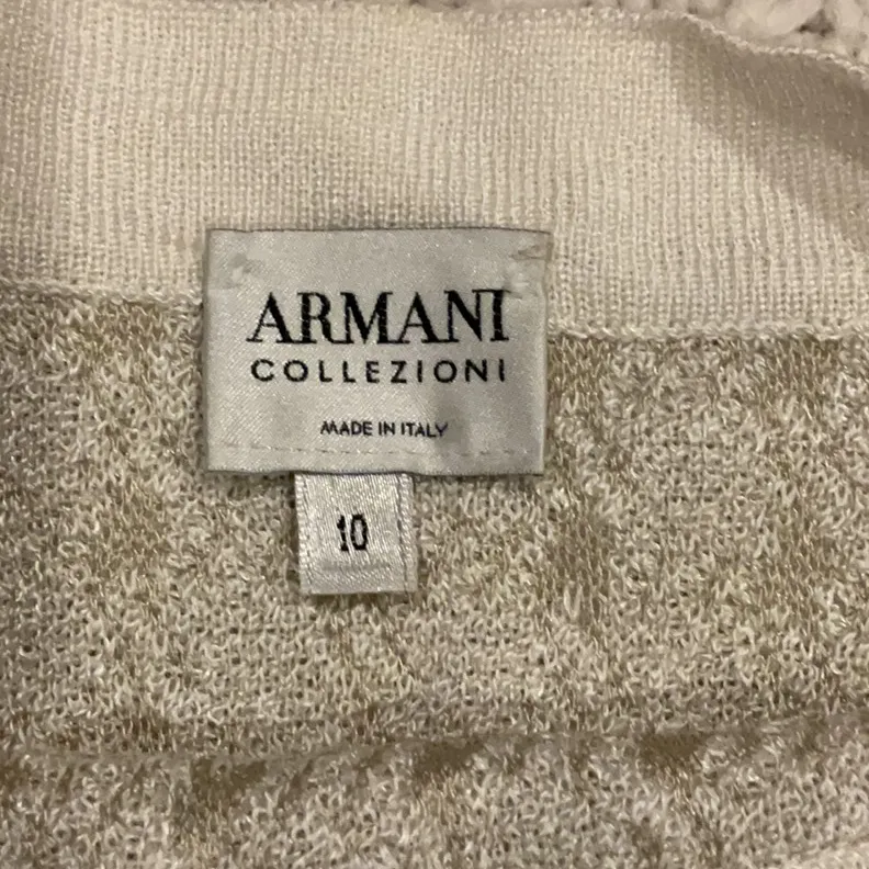 Armani Collezioni Womens Cream Knit Sweater 10 made in Italy Stretch - Image 2