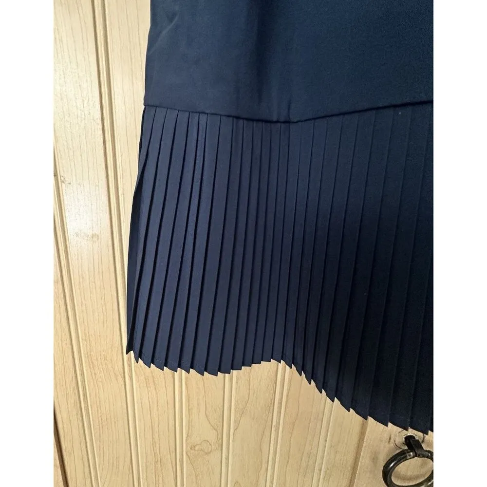 SPANX Yes Pleats Shirt Womens Large Navy Blue Active Stretch UPF 50 Athleisure - Image 3