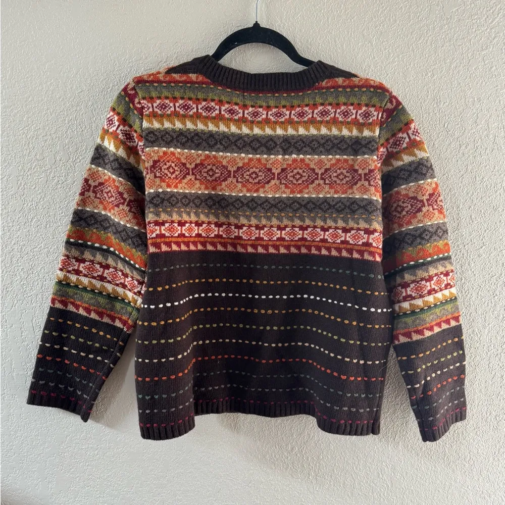 Orvis Women's Multicolor Patterned Sweater 100% Lams Wool - Image 2