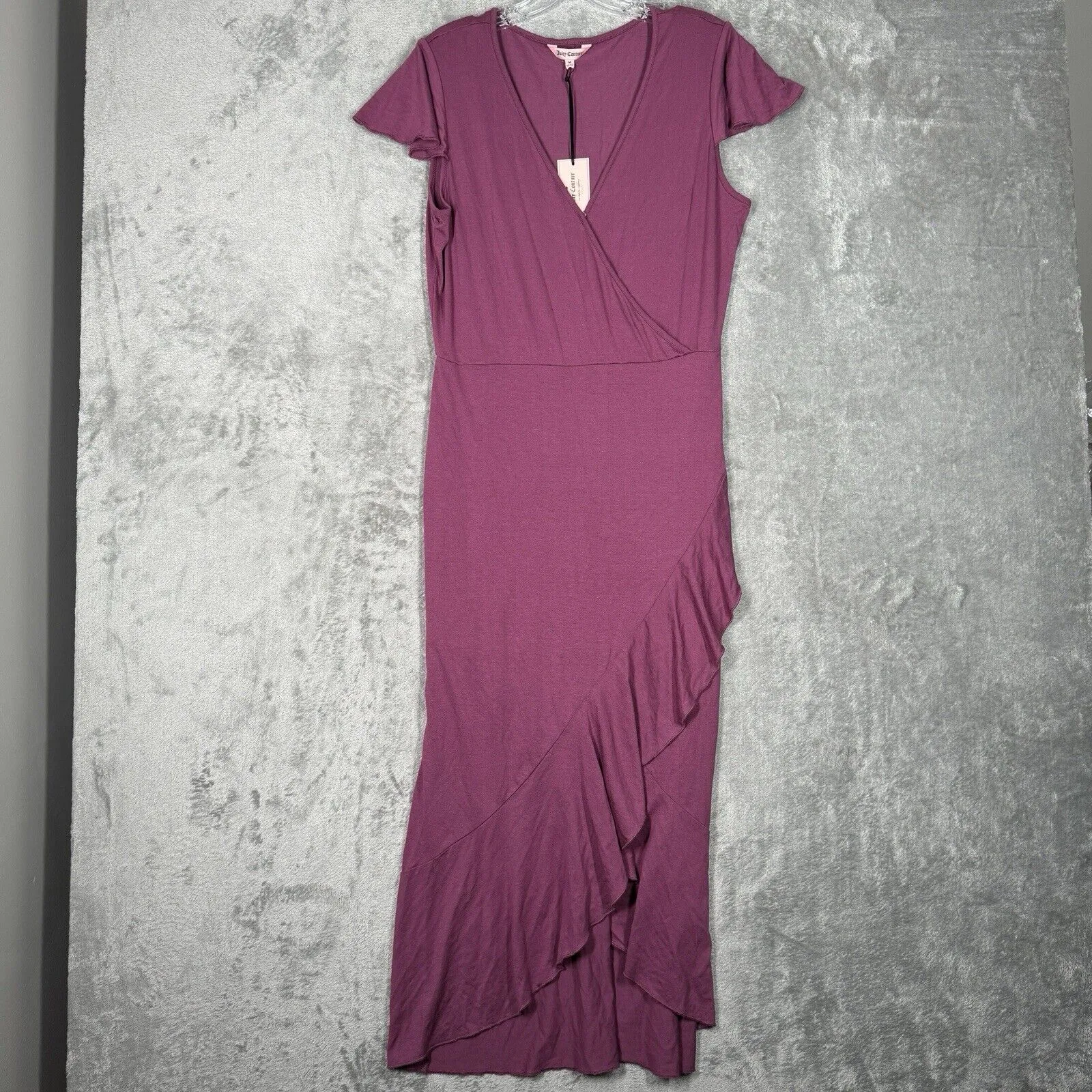 Juicy Coture Dress Womens Medium Purple Midi Ruffles‎ Feminine Romantic Preppy - Image 2