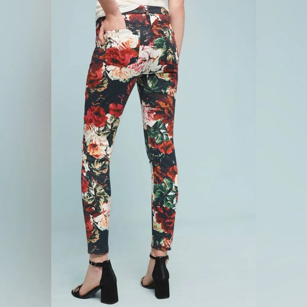 7 For All Mankind • Floral Red Black Skinny Pants - Image 10