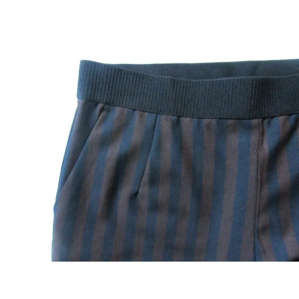 NWT H&M Burgundy & Navy Wide Stripe Side Zip Stretch Ankle Crop Pants 4 - Image 4