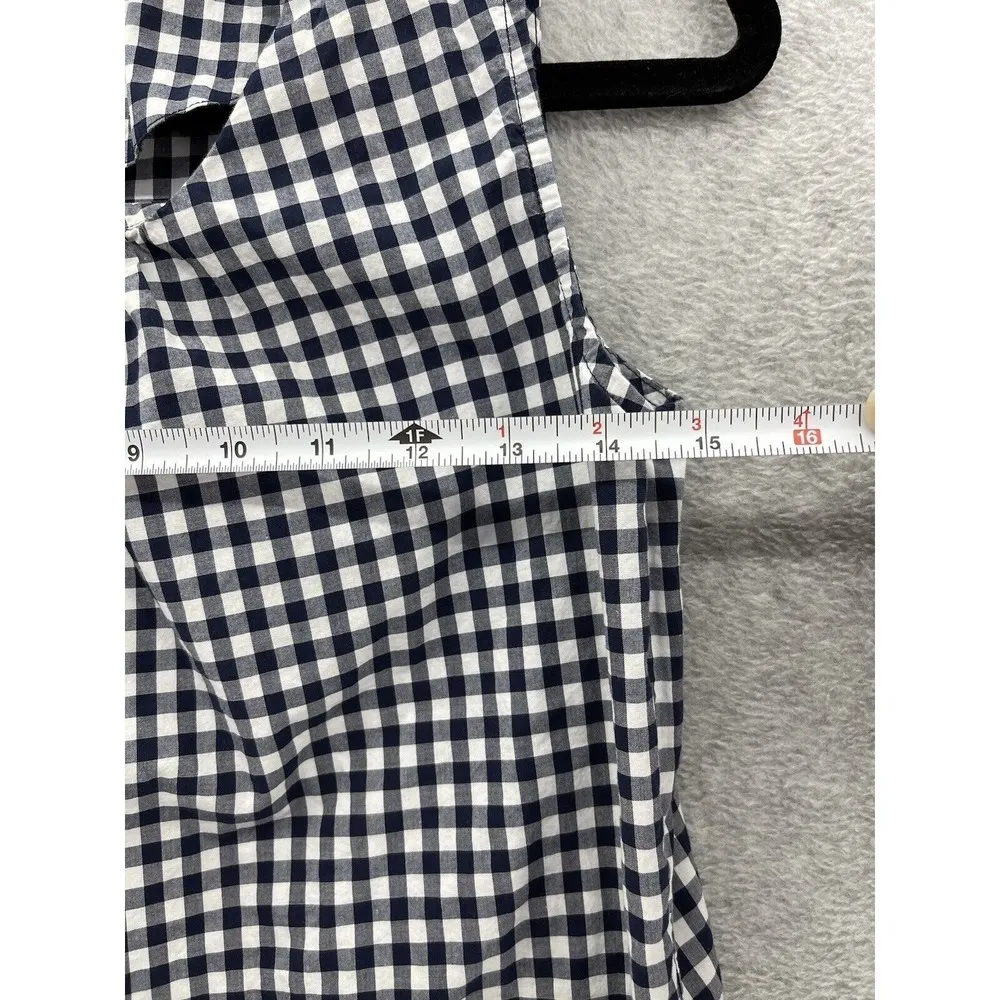 Lands' End Women's Blouse Gingham Check Size XS Blue White Size Small - Image 7