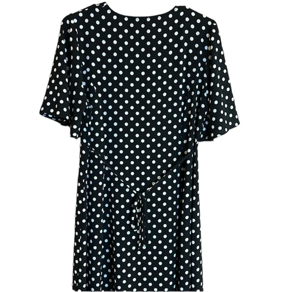 ASOS Black & White Polka Dot Dress MIDI/Maxi length. Button Up. Tie Back - Image 2