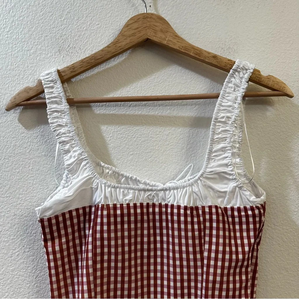 Zara Gingham Tank Top Red White Size Small - Image 7
