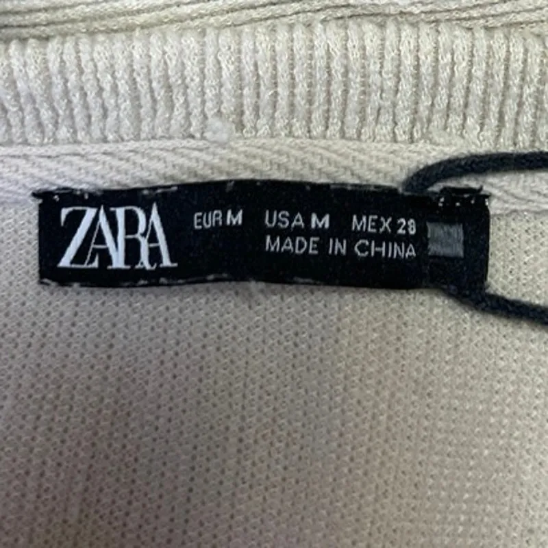 Zara Women's Beige Knit Oversized Crew Long Sleeve Pullover Sweater Top Size M - Image 3