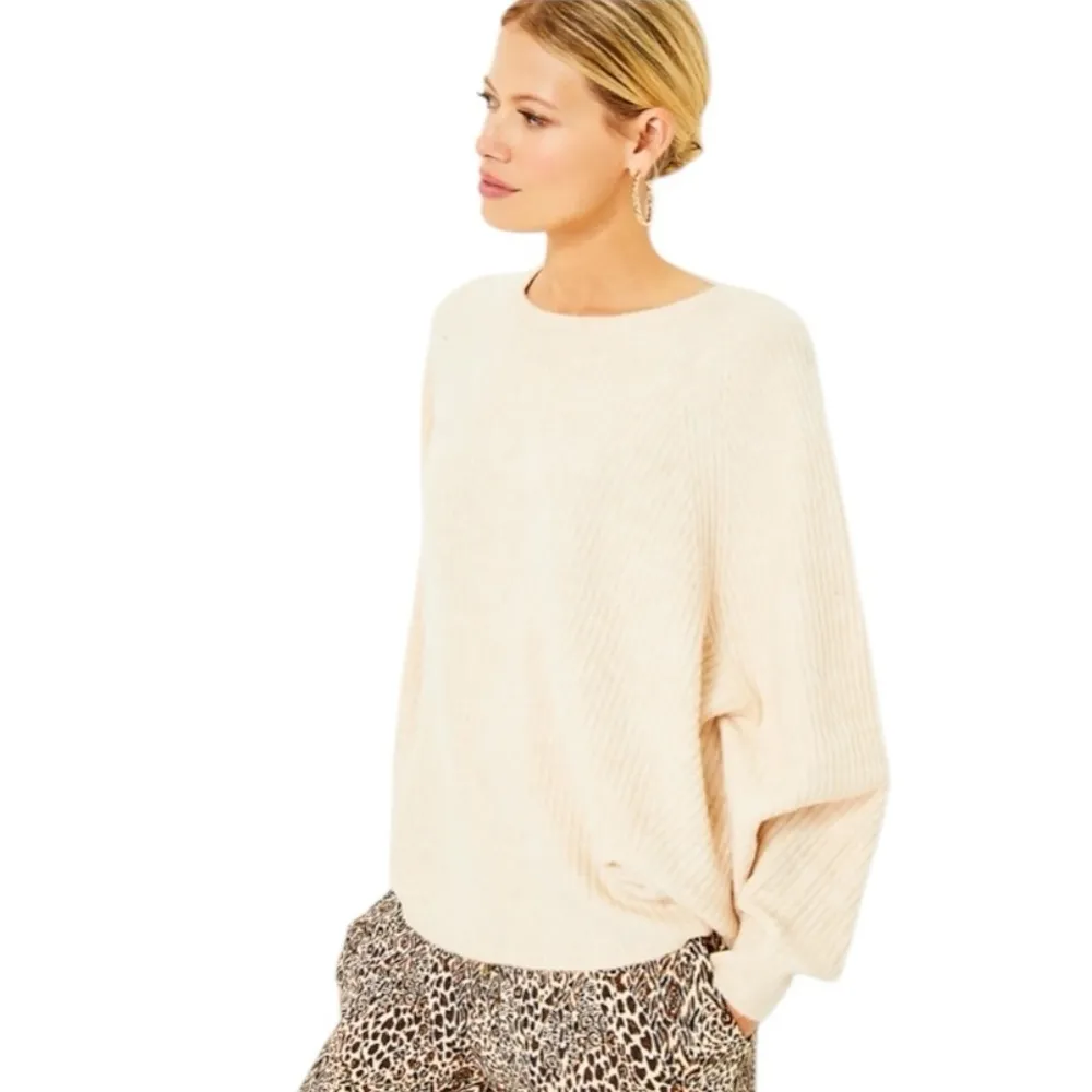 LILLY PULITZER Arienza Dolman Sleeve Sweater Light Heathered SandBar Size XL NEW - Image 3