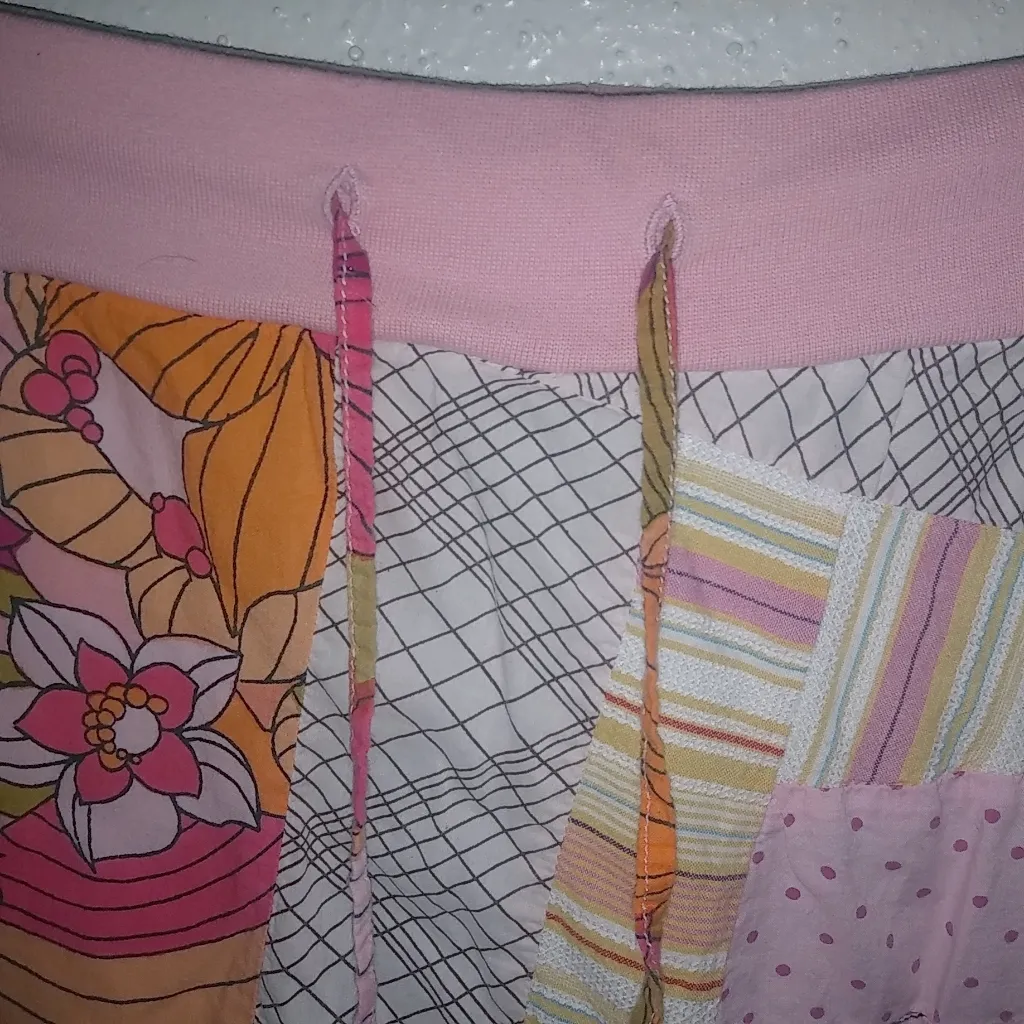 Billabong  M Boho Summer Cotton Pink Patchwork Mini Skirt - Image 3